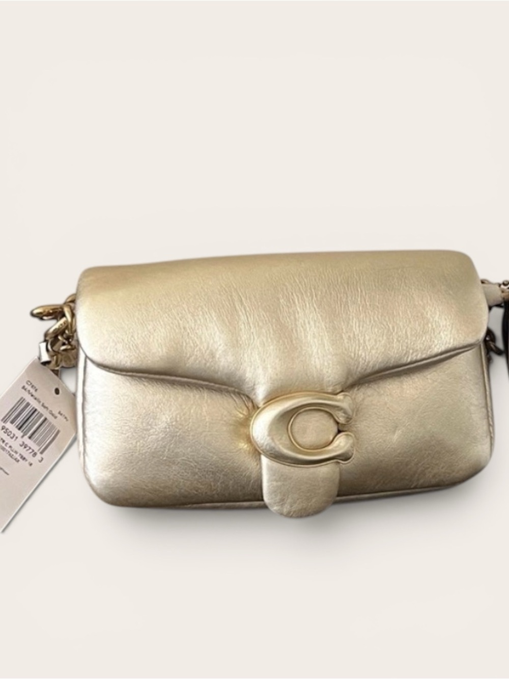New Coach Pillow Tabby 18 Metallic Gold Leather Shoulder Bag Crossbody